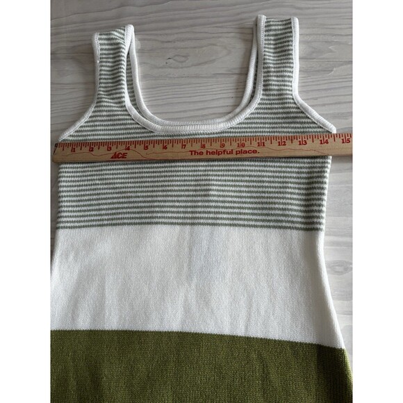Lulus Easily Gorgeous Ivory and Sage Green Striped Midi Sweater Dress NWT Size M - Picture 7 of 9